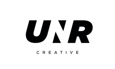 UNR letters negative space logo design. creative typography monogram vector	