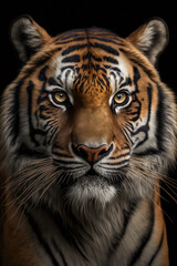 Fototapeta na wymiar Tiger portrait on dark background. AI Generative