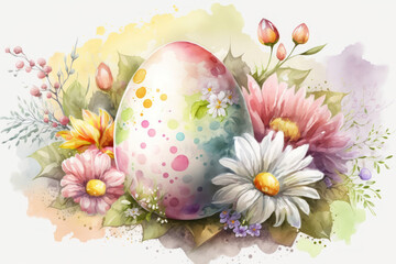 Watercolour painting easter eggs  on white background. For easter and spring greeting cards. Ai generated