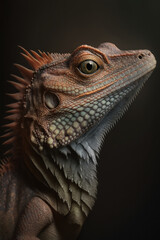 Obraz premium Lizard portrait on dark background. AI Generative