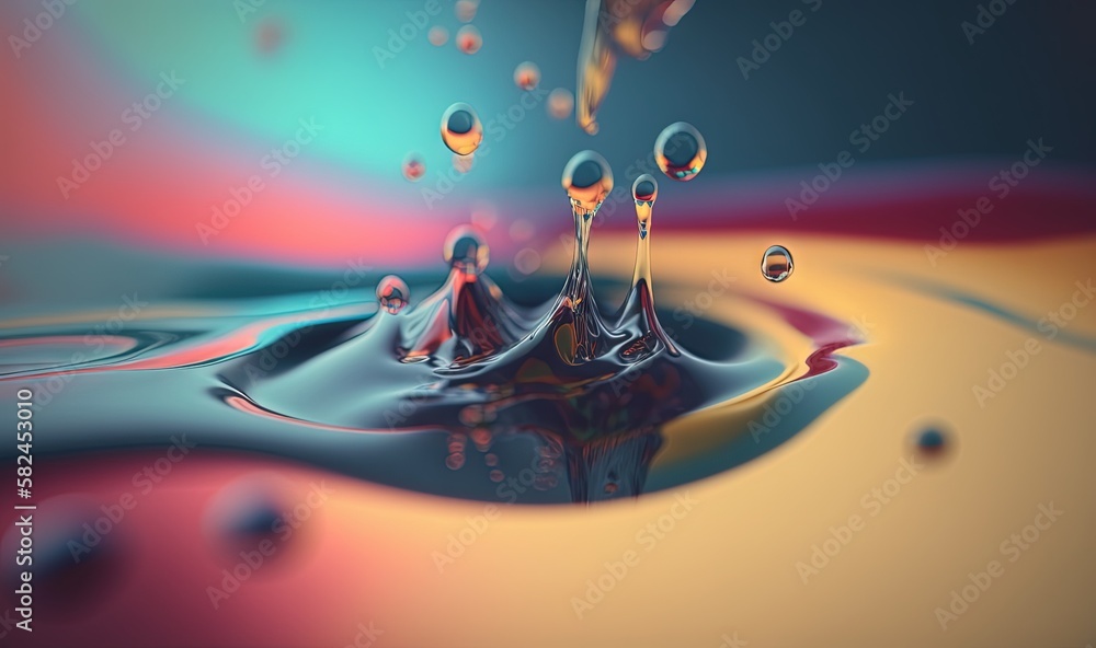 Aufkleber a liquid drop with a multicolored background and a drop of water in the middle of the drop is a drop