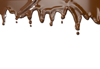 Chocolate Liquid dripping melt on top isolate on white background. 3D Rendering. PNG files