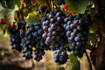 Ripe Grapes Wine: Illustration of the Rich Flavor of a Delicious Wine. Generative Ai