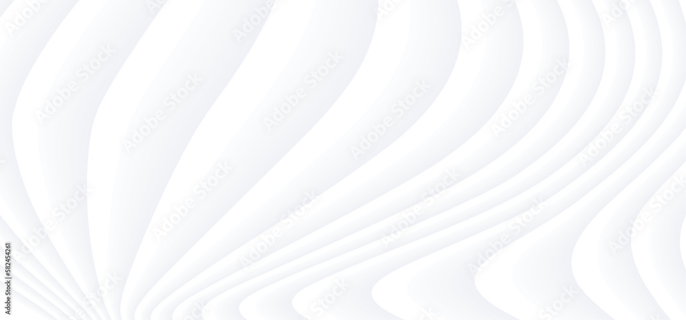 Poster white srtiped background, 3d wavy stipes abstract background white gray pattern.