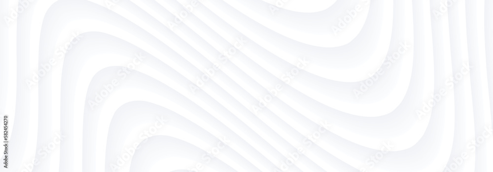 Poster white srtiped background, 3d wavy stipes abstract background white gray pattern.