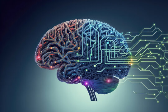 The Wired Brain: Illustration of the Future of Artificial Intelligence. Generative Ai