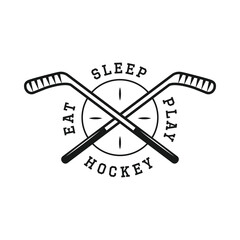 Set of vintage retro winter sport hockey emblem, logo, badge, label. mark, poster or print. Monochrome Graphic Art. Engraving style.