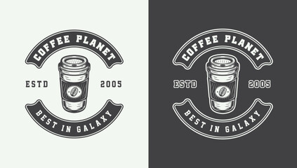Set of vintage retro coffee emblem, logo, badge, label. mark, poster or print. Monochrome Graphic - obrazy, fototapety, plakaty