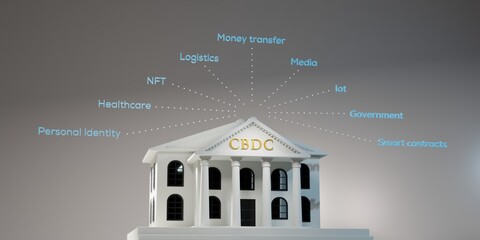 CBDC use cases conceptual 3d rendering illustration. 