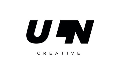 ULN letters negative space logo design. creative typography monogram vector	