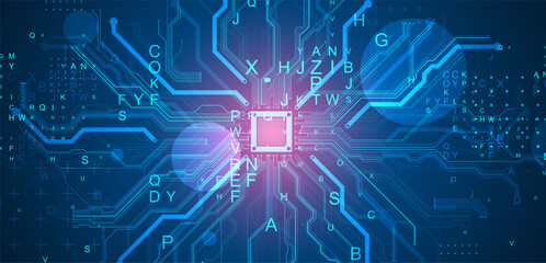 Obraz premium CPU concept. Circuit board. Technology background.