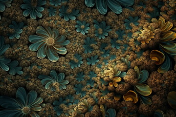 blue and orange fractal flower background