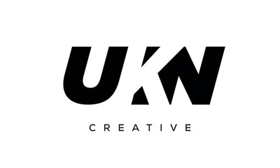 UKN letters negative space logo design. creative typography monogram vector	