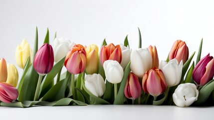 Spring Tulips on the white background