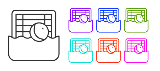 Black line Water polo icon isolated on white background. Set icons colorful. Vector