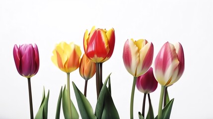 Naklejka premium Spring Tultips on the white background