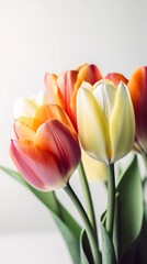 Naklejka premium Spring Tulips on the light background