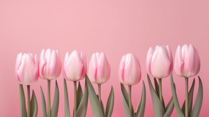 Light pink and white Tulips on the pink background