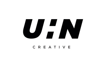 UHN letters negative space logo design. creative typography monogram vector	