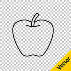 Black line Apple icon isolated on transparent background. Excess weight. Healthy diet menu. Fitness diet apple. Vector