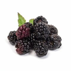 An isolated cluster of blackberries on a white background Generative AI