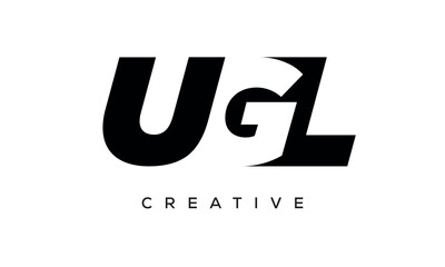 UGL letters negative space logo design. creative typography monogram vector	
