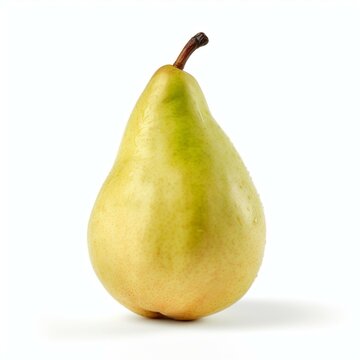 An isolated single pear on a white background Generative AI
