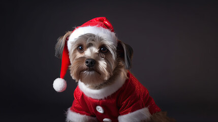 dog in santa hat. dog wearing santa claus hat. generative ai