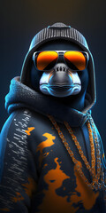 rapper penguin, zoo rap project, generative ai