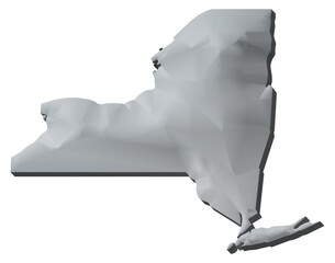 New York state of US map 3D map isolated with transparency