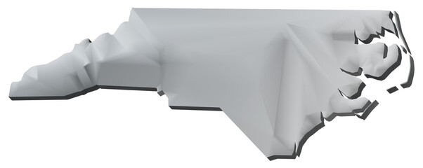 North Carolina state of US map 3D map isolated with transparency