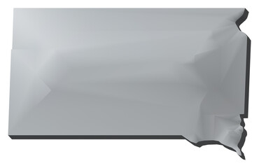 South Dakota state of US map 3D map isolated with transparency