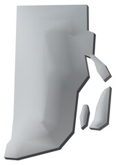 Rhode Island state of US map 3D map isolated with transparency