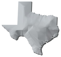 Texas state of US map 3D map isolated with transparency