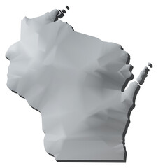 Wisconsin state of US map 3D map isolated with transparency