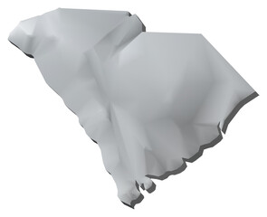 South Carolina state of US map 3D map isolated with transparency