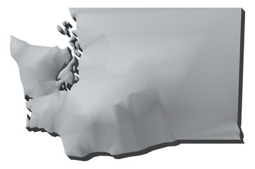 Washington state of US map 3D map isolated with transparency