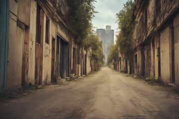 abandon city and road, generative art by A.I