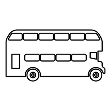 Double-decker London bus city transport double decker sightseeing contour outline line icon black color vector illustration image thin flat style