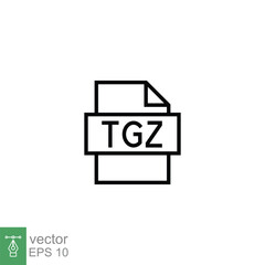 TGZ file format line icon. Simple outline style. Archive, attachment, data, extension, filetype, gzip concept. Vector illustration isolated on white background. EPS 10.
