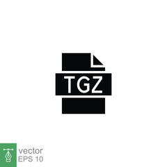 TGZ file format glyph icon. Simple solid style. Archive, attachment, data, extension, filetype, gzip concept. Vector illustration isolated on white background. EPS 10.