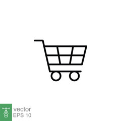 Shopping cart icon. Simple line style for web template and app. Shop, basket, bag, store, online, purchase, buy, retail, vector illustration design on white background. EPS 10.