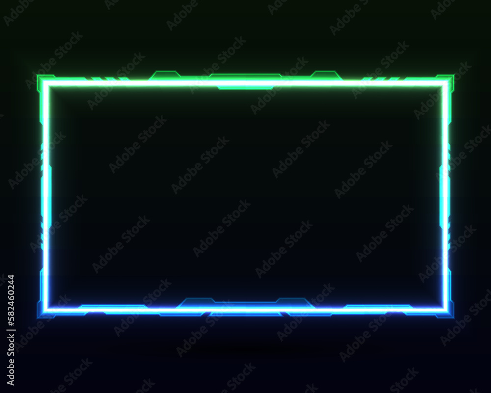 Poster abstract neon blue and green game gui stream overlay screen frame border template
