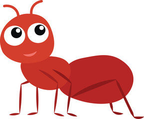 Cute smiling red ant illustration