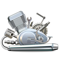 Vector Motorcycle Motor Parts Concept