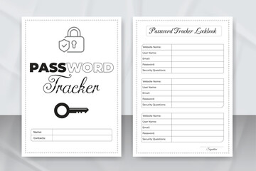 Password tracker logbook for KDP interior. Password tracker notebook journal template. Website information tracker journal. Password notebook KDP interior