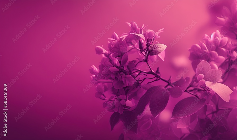 Poster a close up of a bunch of flowers on a pink background with a blurry effect to the top of the picture