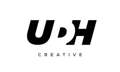 UDH letters negative space logo design. creative typography monogram vector	
