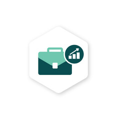 Arrow and Briefcase Icon. Career Growth and Advancement vector icon.