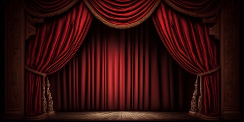 red stage curtains